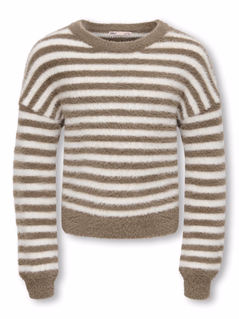 pull ligné beige et écru
