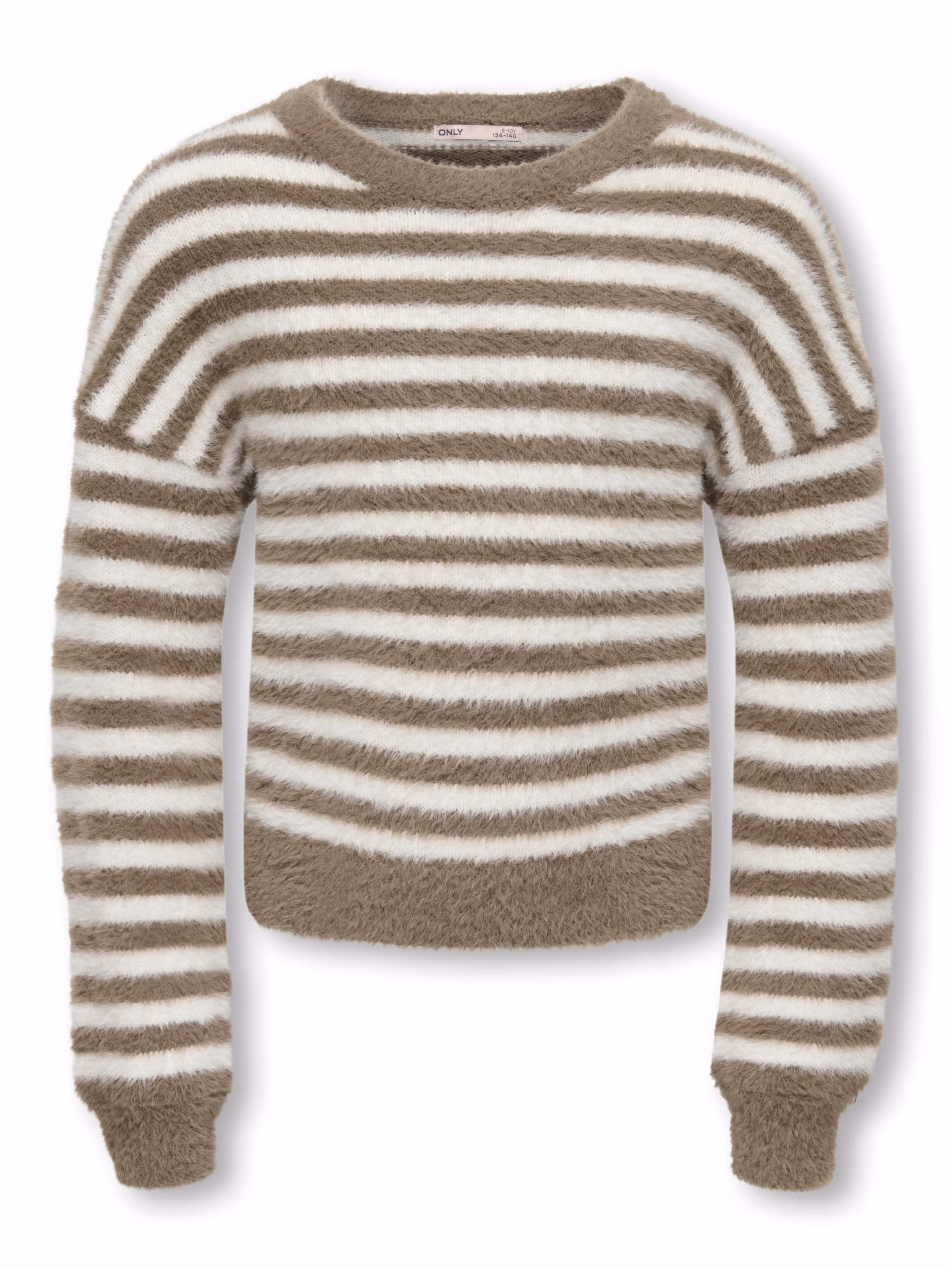 pull ligné beige et écru