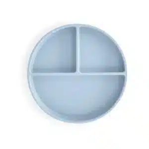 assiette à ventouse en silicone bleu