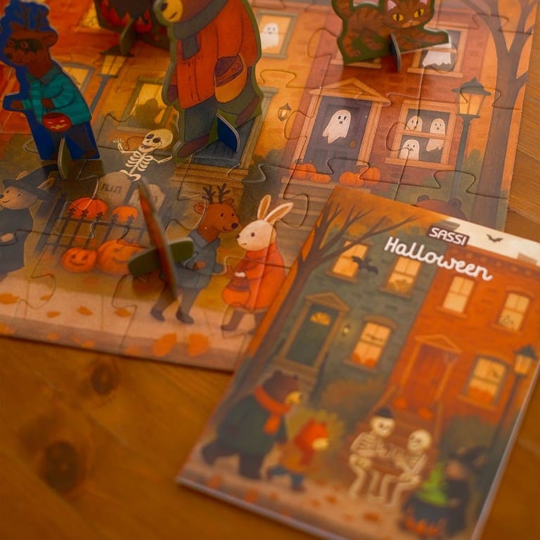 puzzle day & night halloween