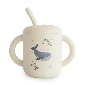 gobelet d'apprentissage en silicone + paille baleine