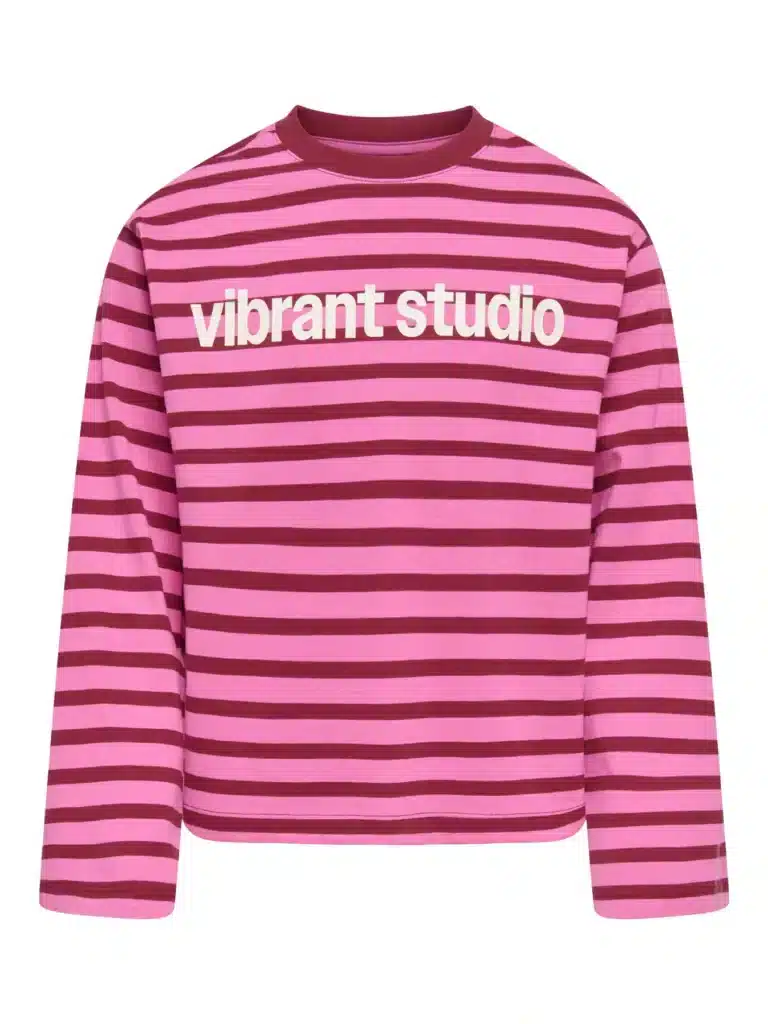 t shirt lm ligné rose et rouge vibrant studio