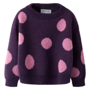 pull mauve ronds rose